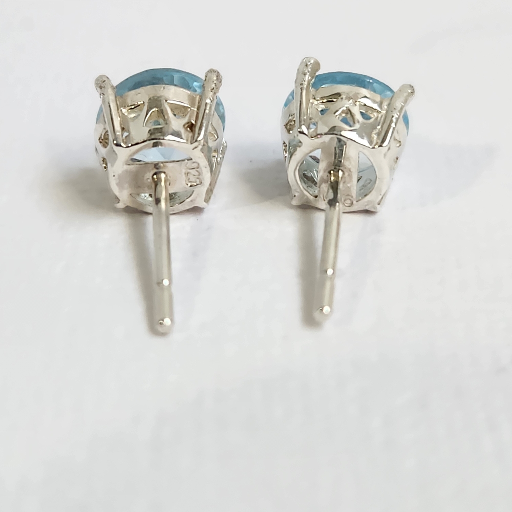 Lrg Semi VTG 2ctw Icey Topaz Open Lattice 925 Stud Earrings 6mm High Brilliance - Picture 12 of 16
